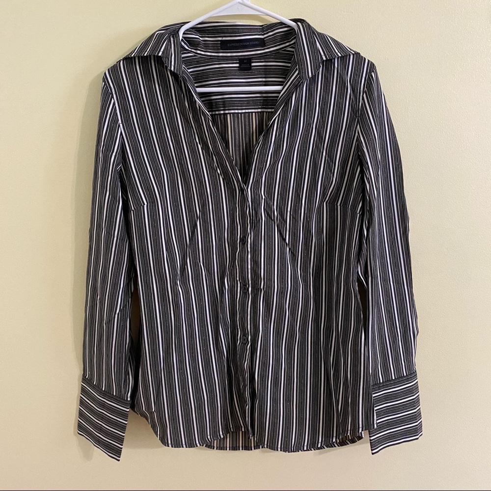 Express Striped Metallic Button Down Size M - image 1